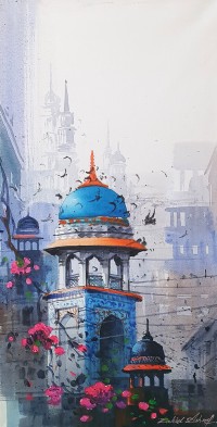 Zahid Ashraf, 12 x 24 inch, Acrylic on Canvas, Cityscape Painting, AC-ZHA-120